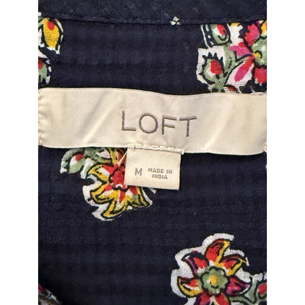Loft Floral Print Long Sleeve Blouse Multicolor Size Medium Boho Cottagecore - Picture 3 of 3